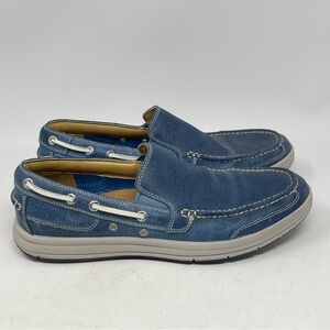 Cole Haan Boat Shoes Mens 9 M Blue Leather Slip On Casual Deck Nautical C12359